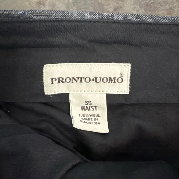Pronto Uomo Mens Dress Pants Glen Plaid Wool Pleated Cuff Straight Leg 36x31 - Picture 4 of 6